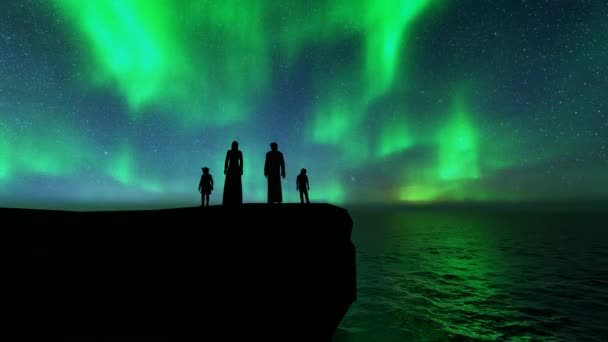 Famille musulmane étoiles de la nuit Happy family. — Video