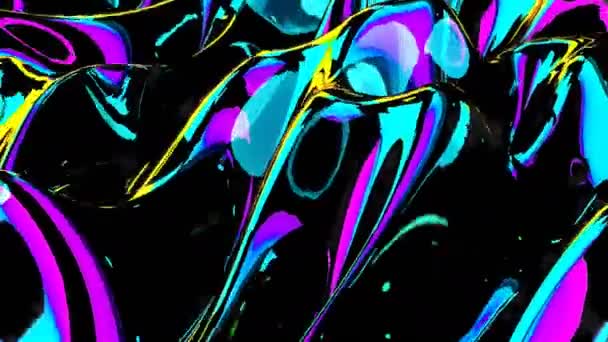 Conceptie Multicolor Liquid Pattern holografische. Stijlvolle 3D Abstract Animatie Gekleurd Golvend Glad. Mooie Helder verloop ribbels textuur Naadloze looping animatie. — Stockvideo