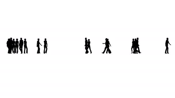 Silhouetten van een menigte mensen op wit Business concept. — Stockvideo