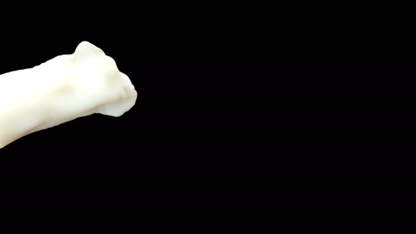 Milk jet splash zwart. Super Slow Motion 1000fps 3D realistische beelden. — Stockvideo