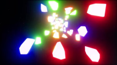 Neon tüneli siber uzay arka planı. Neon taşı. Geometrik şekil. minimal kapak görüntüsü