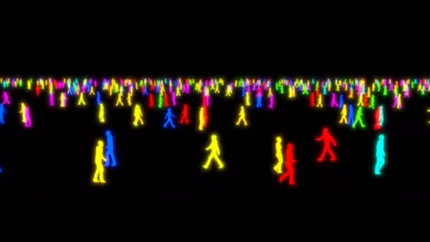霓虹灯下的人群 — 图库视频影像