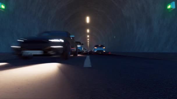 Tunnel-Autos mit Lichteffekt. — Stockvideo