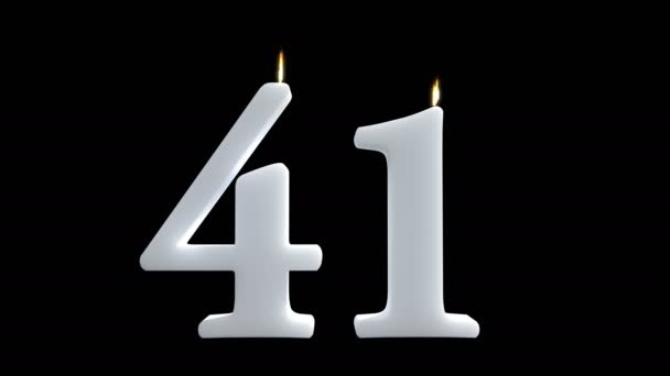 41 voskové svíčky narozeniny na černé — Stock video