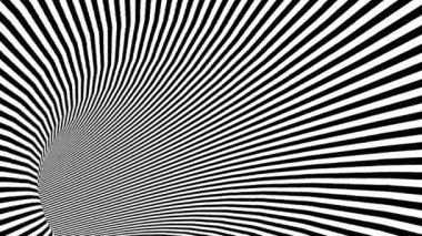 Psikedelik Bükülmüş Çember Radyal Sınır Örnekleri Siyah ve Beyaz Optik İlizyon Çemberi