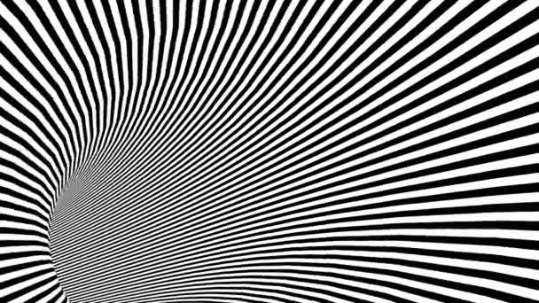 Psychedelische gedraaide cirkel Radiale rand Spiraal patroon cirkel zwart-wit optische illusie Bewegend rond in Spiraal — Stockvideo