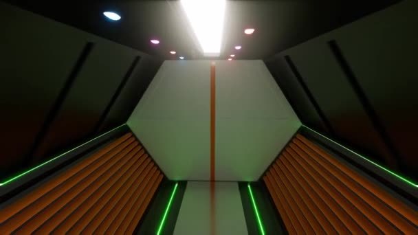 Futuristico tunnel Gateway Led luce porta aperta — Video Stock