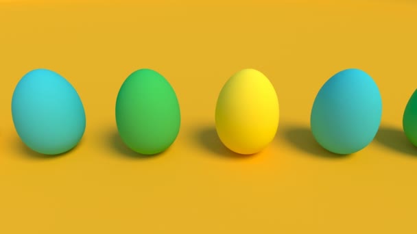 Color eggs on yellow Food concept Easter able to loop seamless