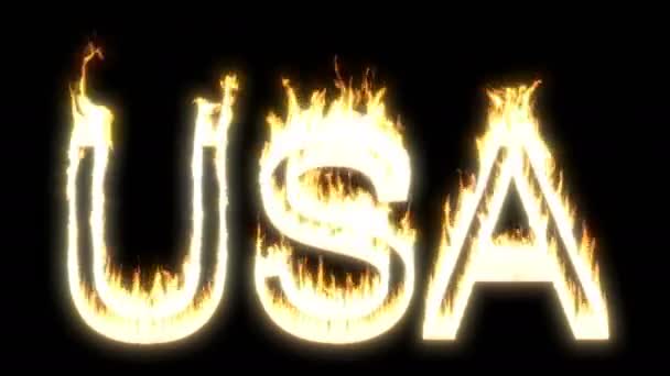 テキストアメリカの黒焦げ火災 — ストック動画