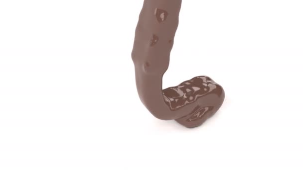 Realista el líquido de chocolate fluye sobre fondo blanco — Vídeos de Stock