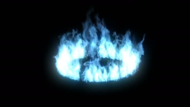 Fuego círculo azul sobre fondo negro Anillo de brillo — Vídeo de stock