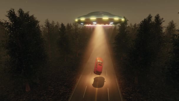 Auto vliegende schotel alien UFO technologie wetenschap — Stockvideo