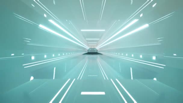 Folyosó űrhajóban 3D futurisztikus sci-fi design — Stock videók