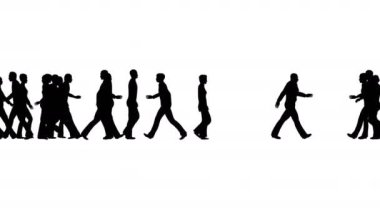 İnsanların siluetleri yaşam tarzı tasarımı için yürür