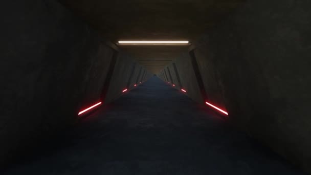 3d futurystyczny ciemny neon korytarz — Wideo stockowe