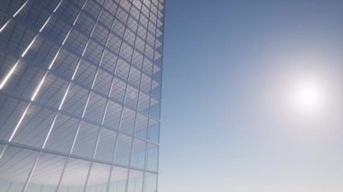 Ofis pencereleri. Gökdelen üzerinde modern tasarım iç tasarım ve hava manzarası.
