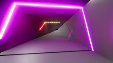 Renkli neon koridor geleceksel tünel 4k