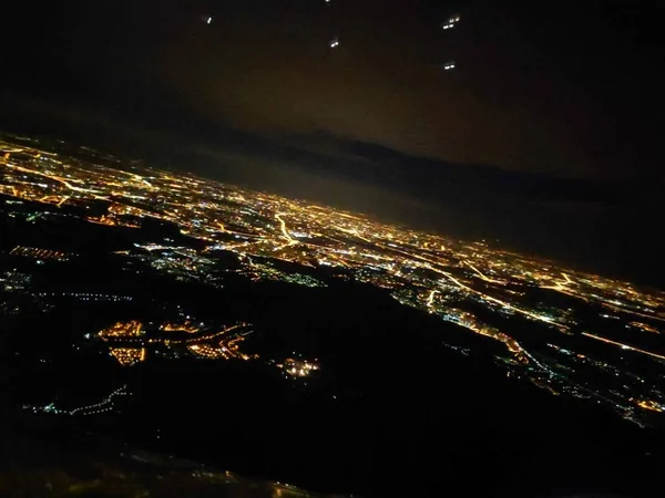 Voler Dans Avion Jour Nuit Aéroport Aile Avion — Photo