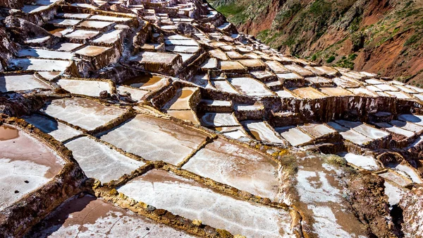 Landscape Salt Terraces Maras Andes Mountain Range Region Cusco Peru — Stock Photo, Image