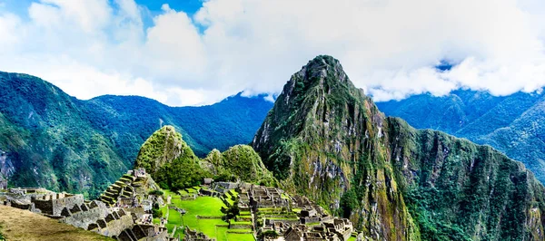 Machu Picchu Peruban Elveszett Város Incan Empire Unesco Örökség Napfényes — Stock Fotó