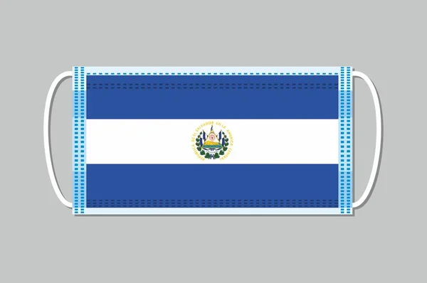 エルサルバドルの旗が付いた医療用フェイスシールド グレーの背景にフラットデザイン ベクトル面マスク — ストックベクタ