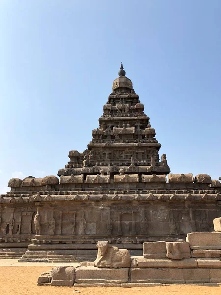 Shore Templom Mahabalipuram Tamilnadu India Mahabalipuram Egyik Műemléki Csoportja Amely — Stock Fotó