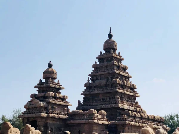 Shore Tempel Mahabalipuram Tamilnadu Indien Det Gruppen Monument Mahabalipuram Och — Stockfoto