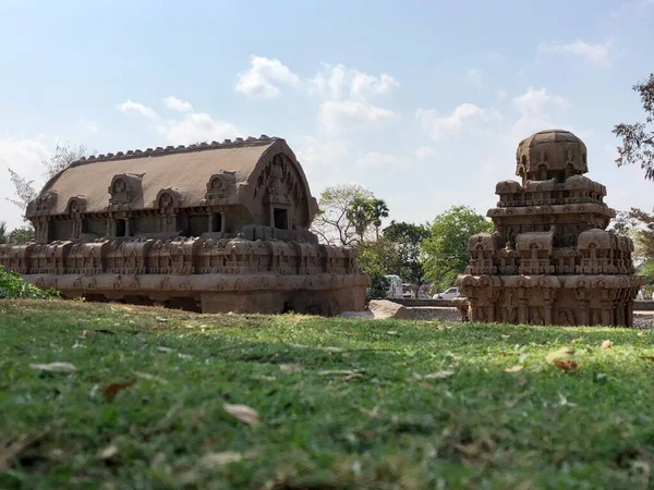 Pancha Rathas Ist Ein Beispiel Monolithischer Indischer Felsenarchitektur Ähnelt Einem — Stockfoto