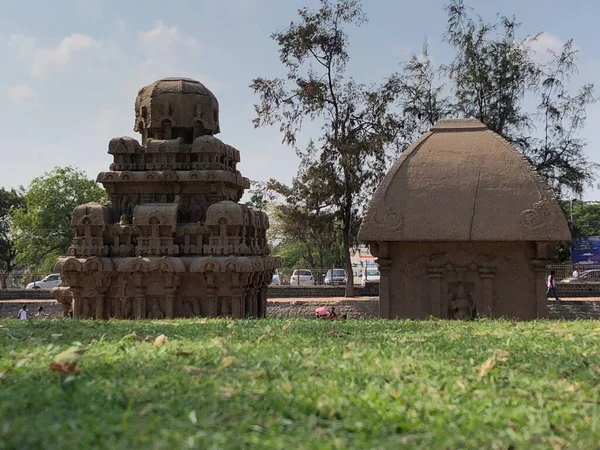 Pancha Rathas Ejemplo Arquitectura Monolítica India Cortada Roca Parecido Una — Foto de Stock