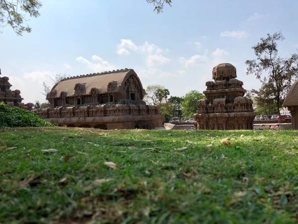 Pancha Rathas Ist Ein Beispiel Monolithischer Indischer Felsenarchitektur Ähnelt Einem — Stockfoto