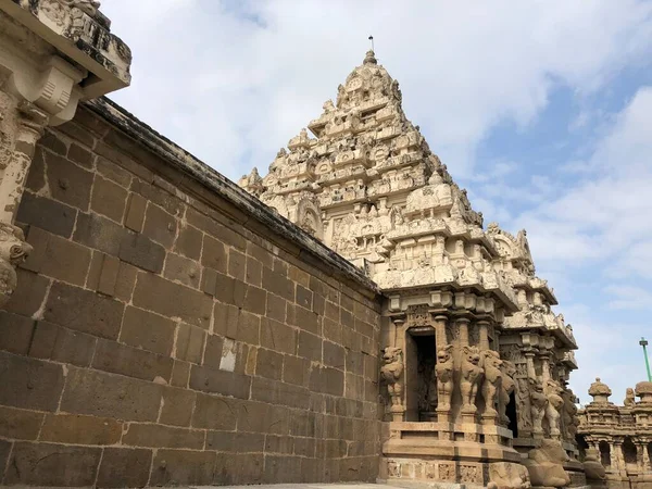 Kanchi Kailasanathar神庙位于Kancheepuram 它是Narasimhavarman Ii在公元700年建造的最古老的Pallava建筑风格建筑之一 — 图库照片