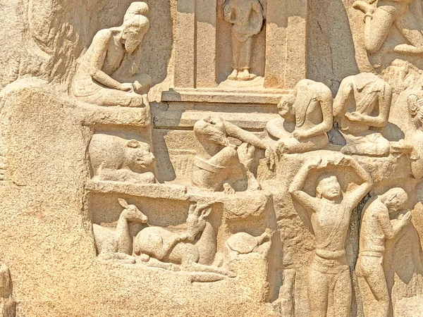 Гігантські Відкриті Повітряні Скелі Вирізьбили Барельєфні Скульптури Висічені Гранітних Монолітних — стокове фото