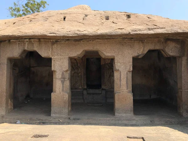 Monolitikus Kőzetvágó Barlangtemplomok Mahabalipuram Tamil Nadu — Stock Fotó