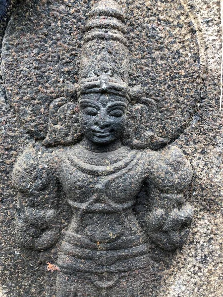 Bas Ανάγλυφο Γλυπτό Του Ινδουιστικού Θεού Σκαλισμένα Στους Τοίχους Του — Φωτογραφία Αρχείου