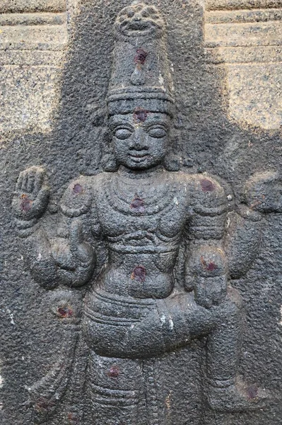 Bas Relief Skulptur Gud Snidade Stenmurarna Shiva Tempel Tamil Nadu — Stockfoto