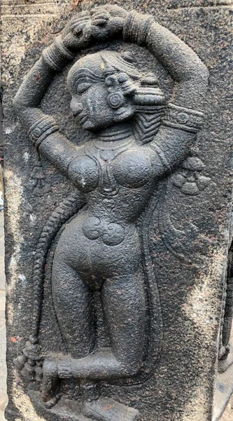 Kadın Heykeli Dans Adımları Attı Tamil Nadu Daki Shiva Tapınağı — Stok fotoğraf