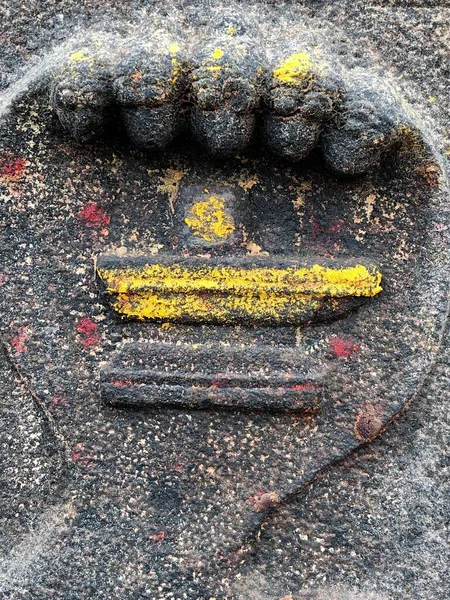 Serpent Cinq Têtes Protégeant Sculpture Shiva Linga Sculpture Bas Relief — Photo