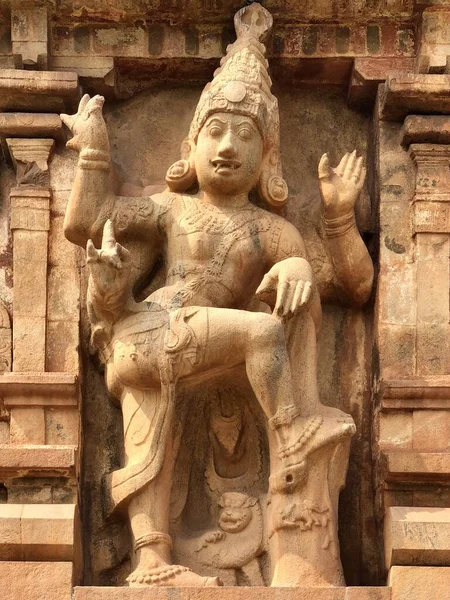 Thanjavur Tamilnadu Daki Antik Brihadeeshwarar Tapınağının Duvarlarına Oyulmuş Bir Hindu — Stok fotoğraf