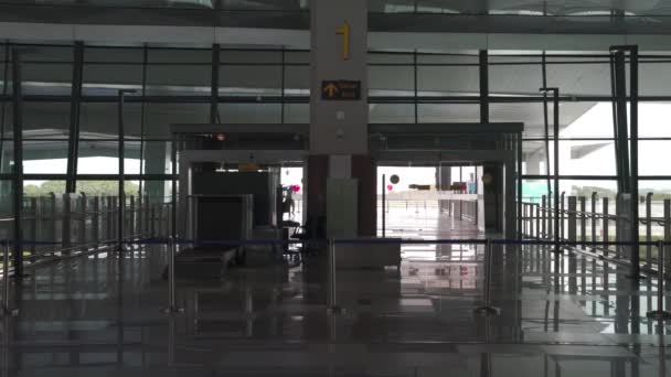 Aeroporto Vuoto Giacarta Durante Ora Coronavirus Indonesia Nessun Viaggio Distanza — Video Stock