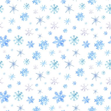 Kar taneleriyle suluboya kusursuz kış deseni