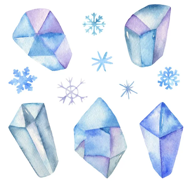 氷の結晶と雪の結晶と水の色の北極セット — ストック写真