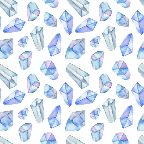 Bezszwowy wzór akwareli z arktycznymi kryształami lodu — Zdjęcie stockowe
