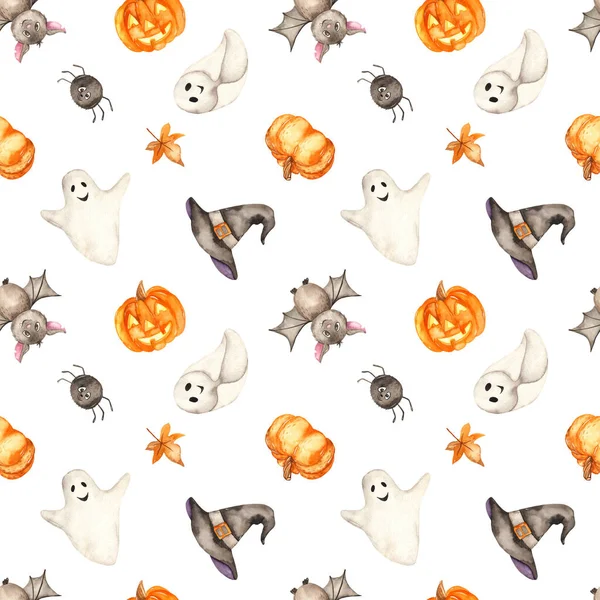 Spoken Pompoenen Vleermuis Spin Een Witte Achtergrond Halloween Hand Getekend — Stockfoto