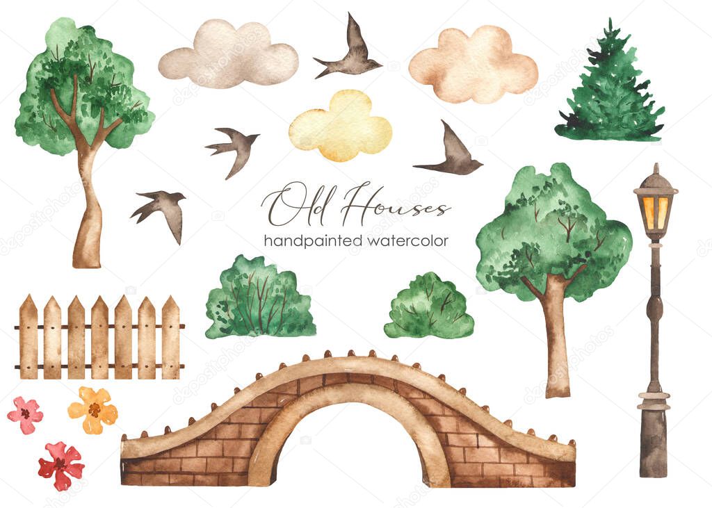 Illustrations on a white background for invitations, greeting cards, cards, prints, logos.