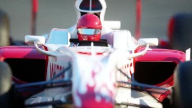 Formula 1 yarış arabası. Çok hızlı sürüyorsun. canlandırma