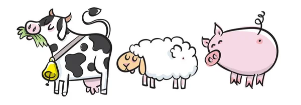 かわいい農場の動物漫画 — ストック写真