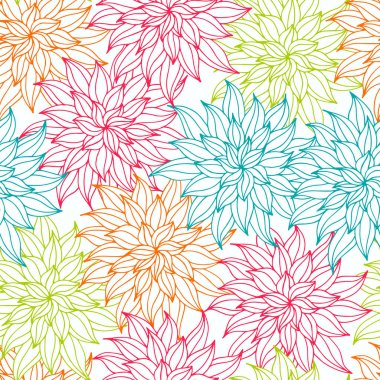 Dahlia çiçekleri, el çizimi vektörsüz desen