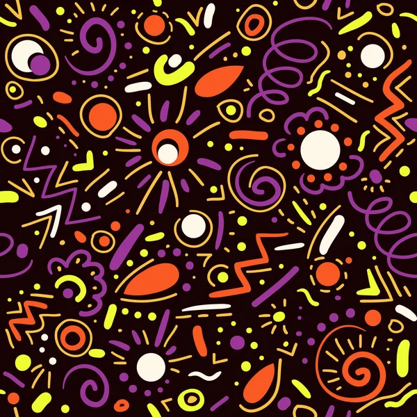 Abstract handgetekende doodle elementen vector naadloos patroon — Stockvector