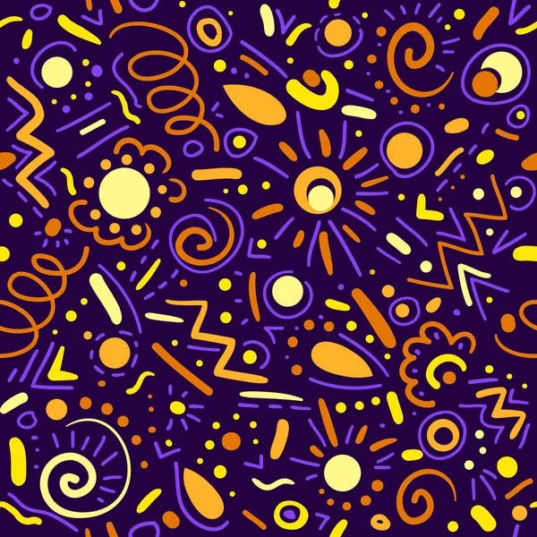 Abstract handgetekende doodle elementen vector naadloos patroon — Stockvector