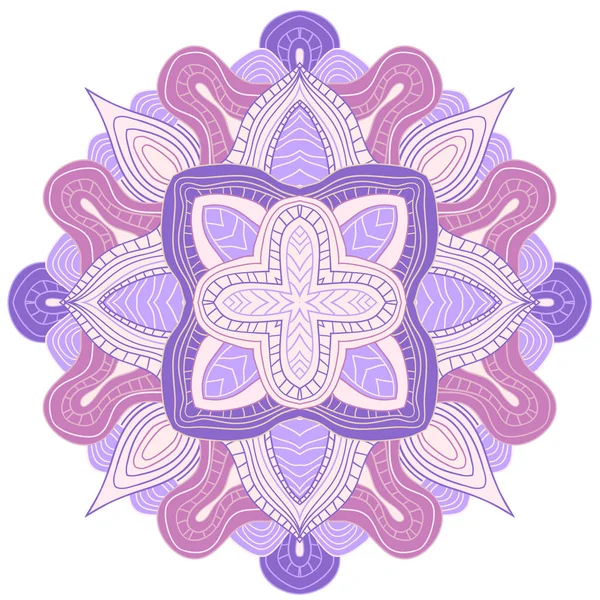 Abstracto ornamento de simetría vectorial de línea ondulada. Patrón redondo, mand — Archivo Imágenes Vectoriales
